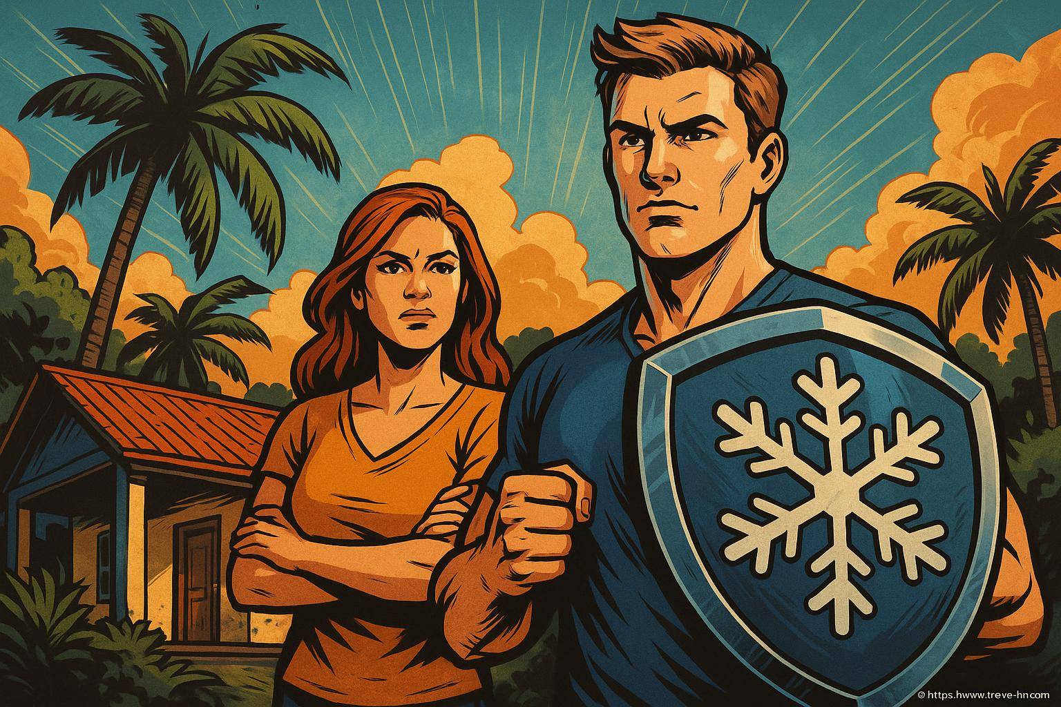 Héros avec bouclier flocon femme déterminée